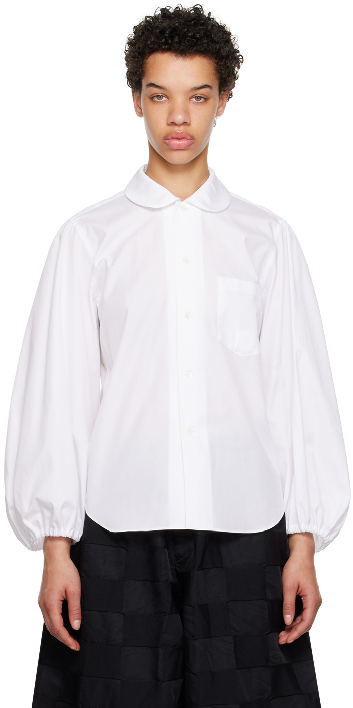 Black Comme Des Garçons White Puff Sleeve Shirt In 2 White