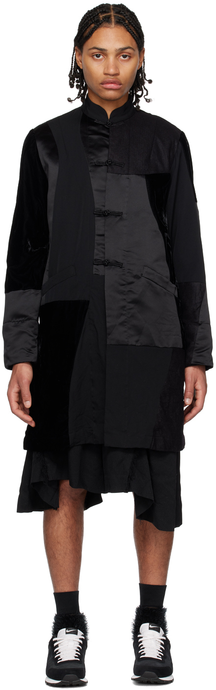 Comme des Garçons Black: Black Patchwork Coat | SSENSE UK