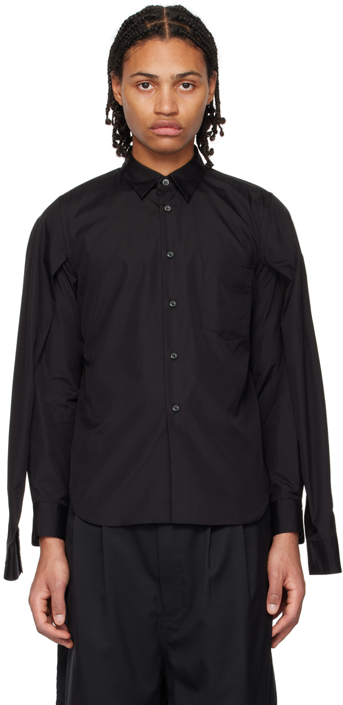 Black Comme des Garçons: Black Double Sleeve Shirt | SSENSE