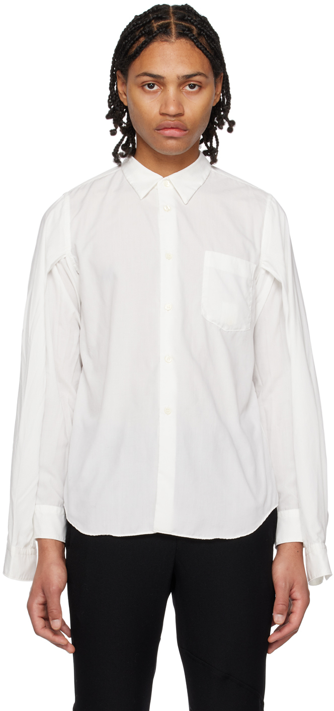 Comme Des Garcons Black White Double Sleeve Shirt In 1 White