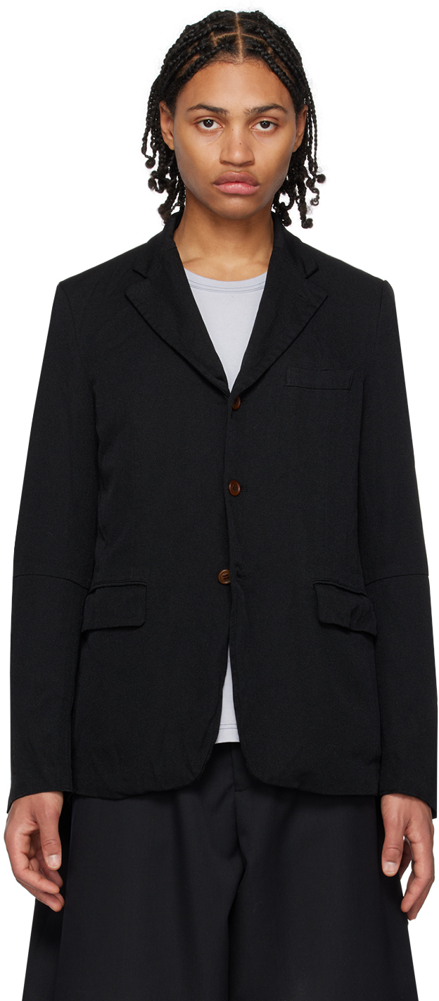 Comme des Garçons Black: Black Zip Cuff Blazer | SSENSE UK