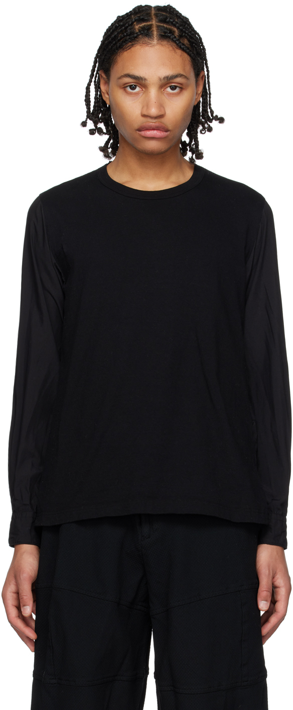 Black Paneled Long Sleeve T-Shirt
