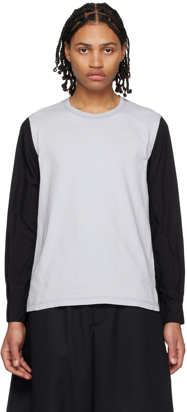 Comme Des Garcons Black Gray & Black Paneled Long Sleeve T-shirt In 2 Black X Gray