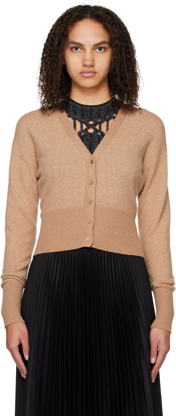 Tan Y-Neck Cardigan by Joseph on Sale