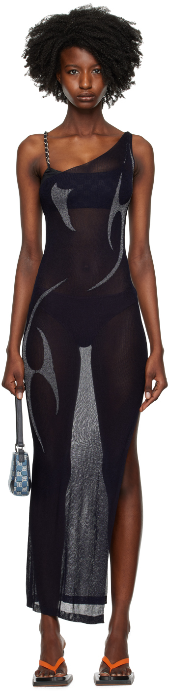 Misbhv Semi-sheer Sleeveless Dress In Navy