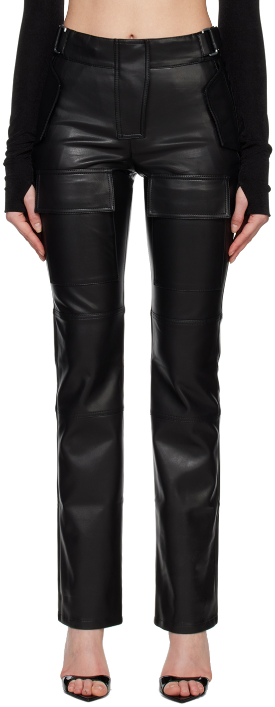 Misbhv Black Moto Faux-leather Trousers