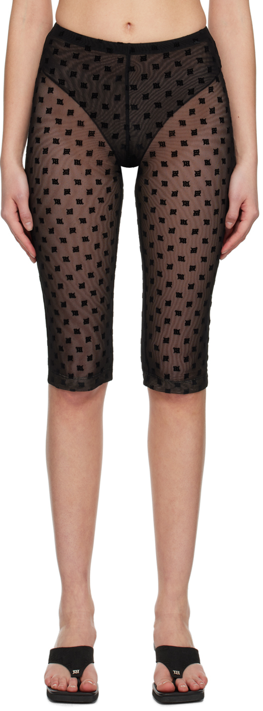 Misbhv Transparent Diamond Pattern Shorts In Black