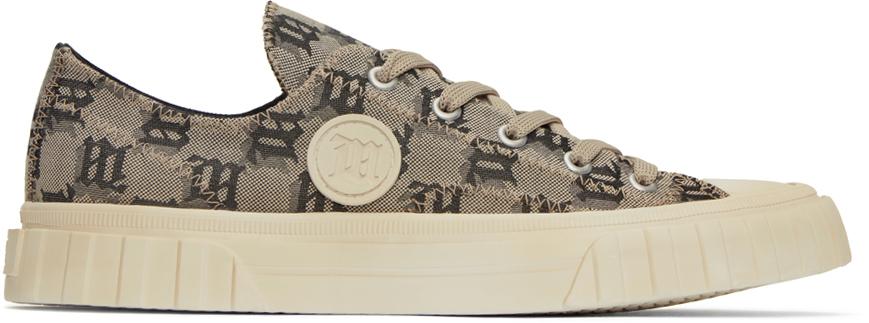 Misbhv Army Monogram Canvas Sneakers In Beige