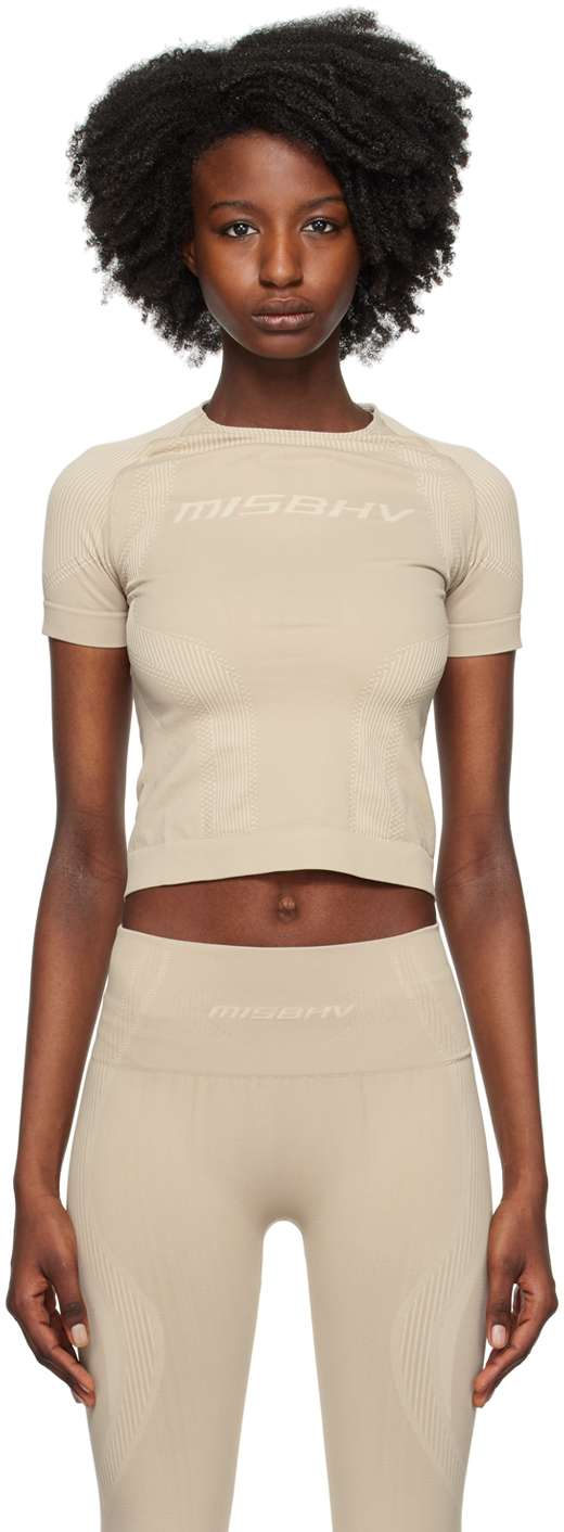 Misbhv Logo-lettering Cropped Top In Nude