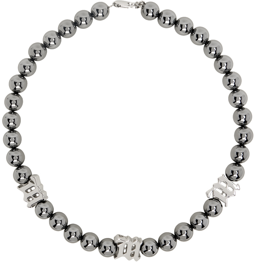Misbhv Gunmetal Beaded Necklace In 22330996 Grey