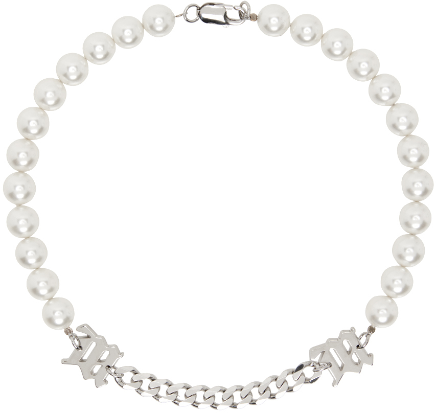 Misbhv White & Silver Curb Chain Choker In 16880848 White