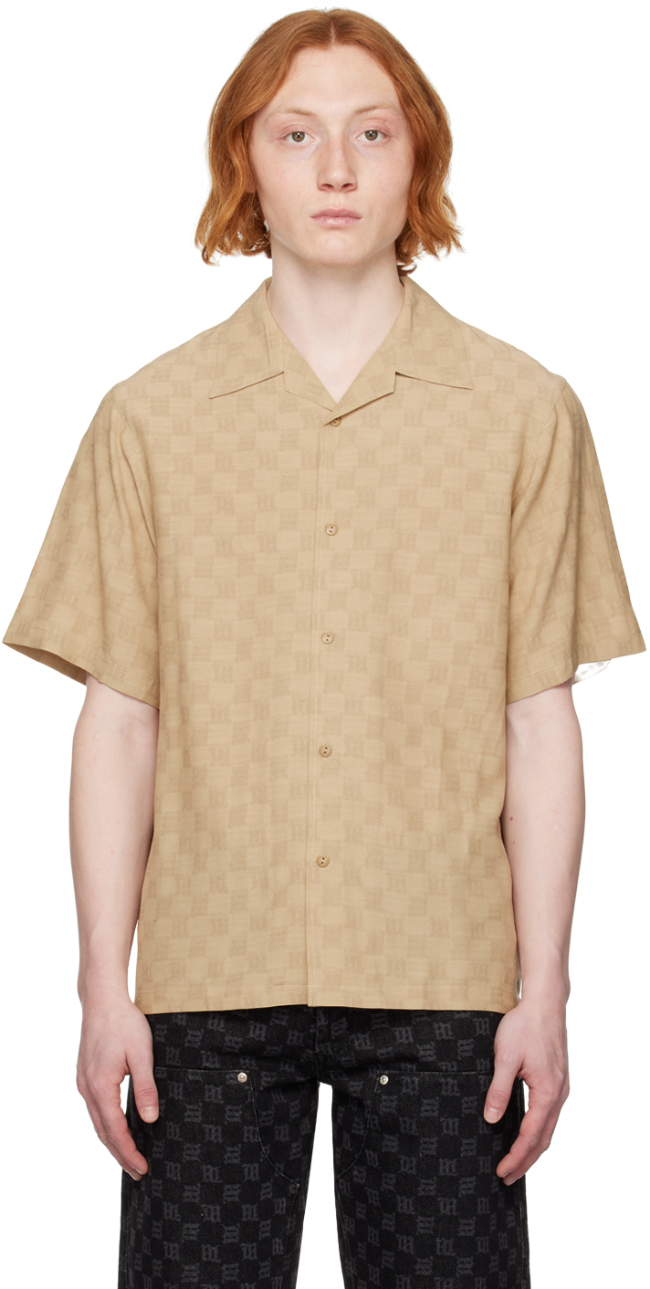 Misbhv Monogram-print Short-sleeve Shirt In 22330557 Beige