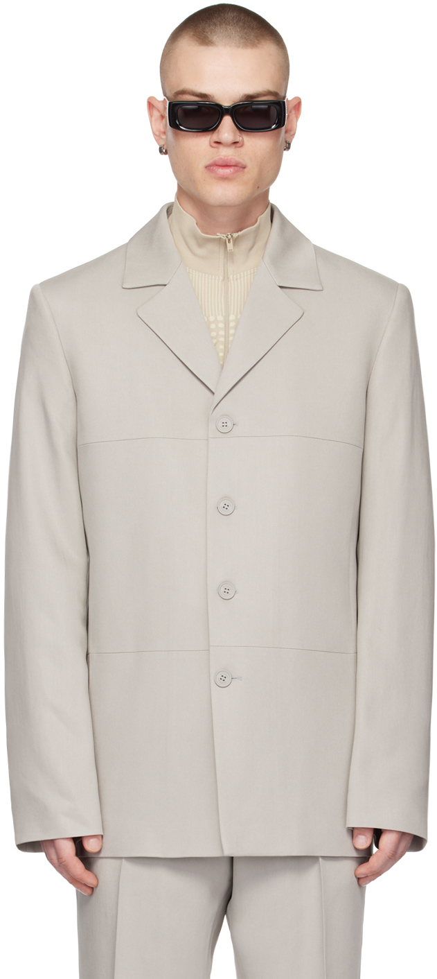 Misbhv Single-breasted Button-up Blazer In Grey