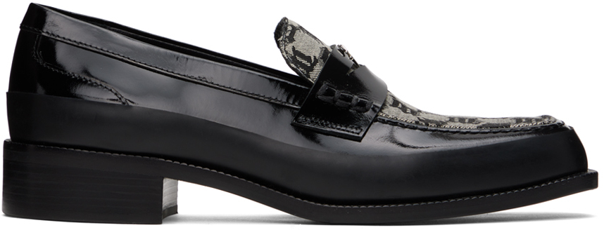 Shop Misbhv Black & Beige Jacquard 'the Brutalist' Loafers In Jacquard Beige