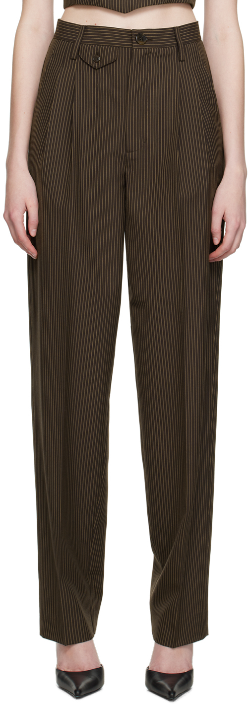Maiden Name Brown Emily Trousers In Pinstripe