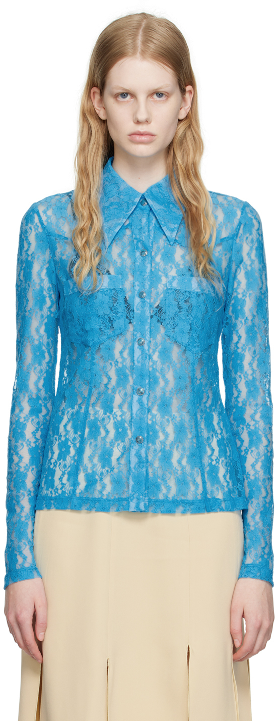Maiden Name Blue Alaina Shirt In Electric Blue