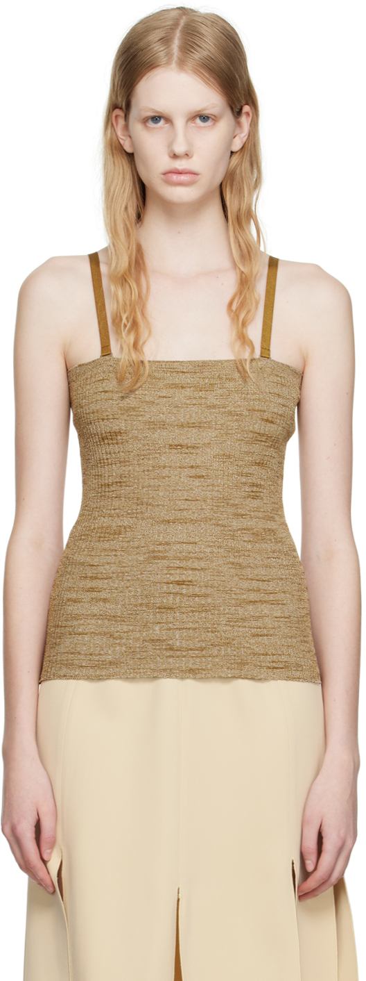 Maiden Name Tan Mia Tank Top In Space Dyed Sand
