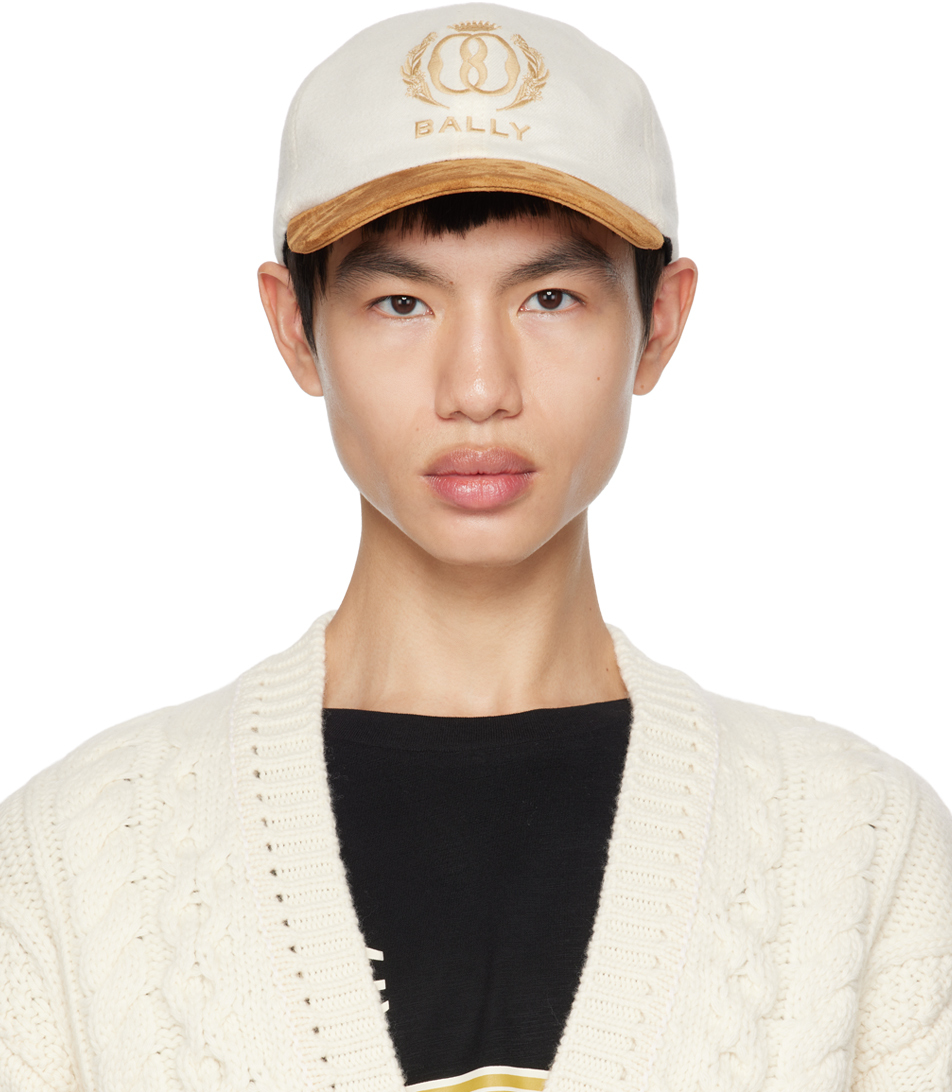 White & Tan Embroidered Cap