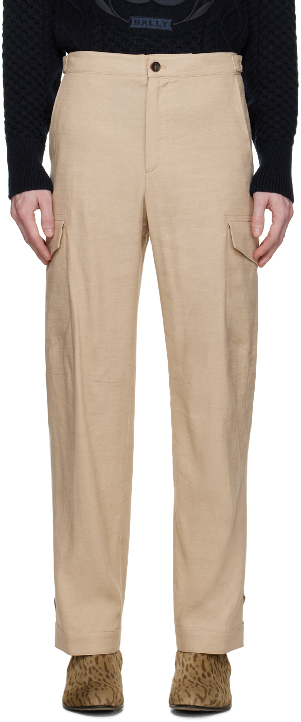 Bally Beige Straight-fit Cargo Pants In Neutrals
