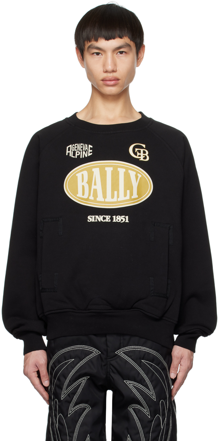 Shop Bally Black Printed Sweatshirt
