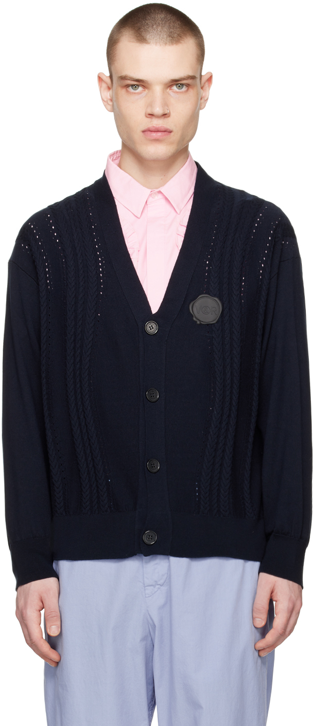 Navy Patch Cardigan