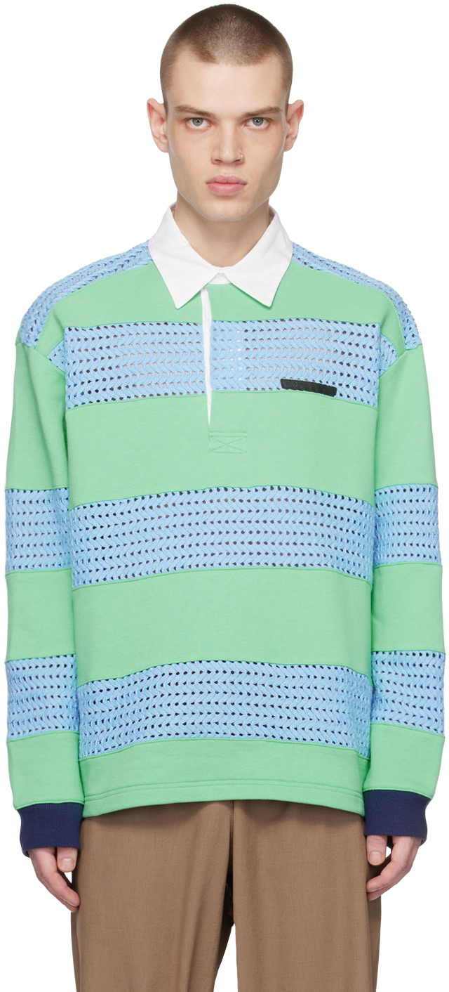 Blue & Green Paneled Polo