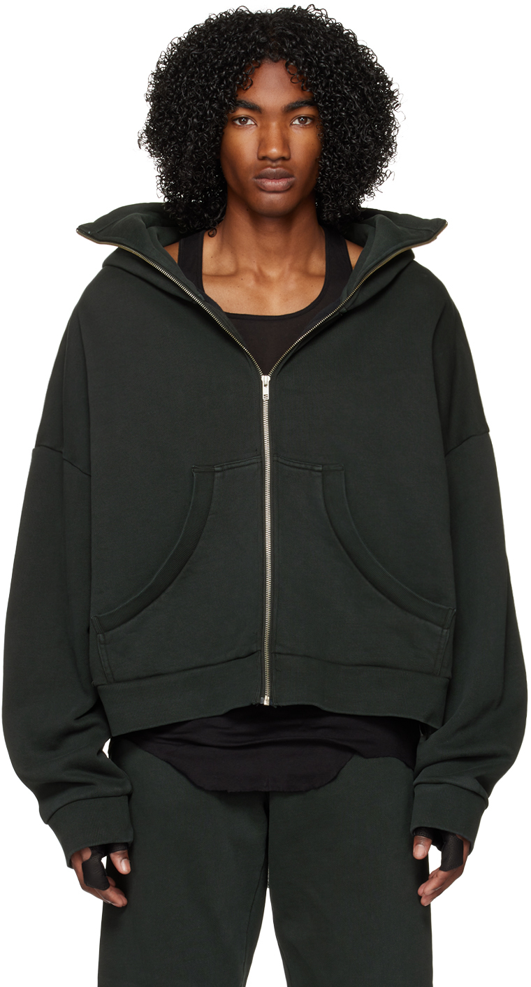 Black Full Zip Hoodie by Entire Studios on Sale