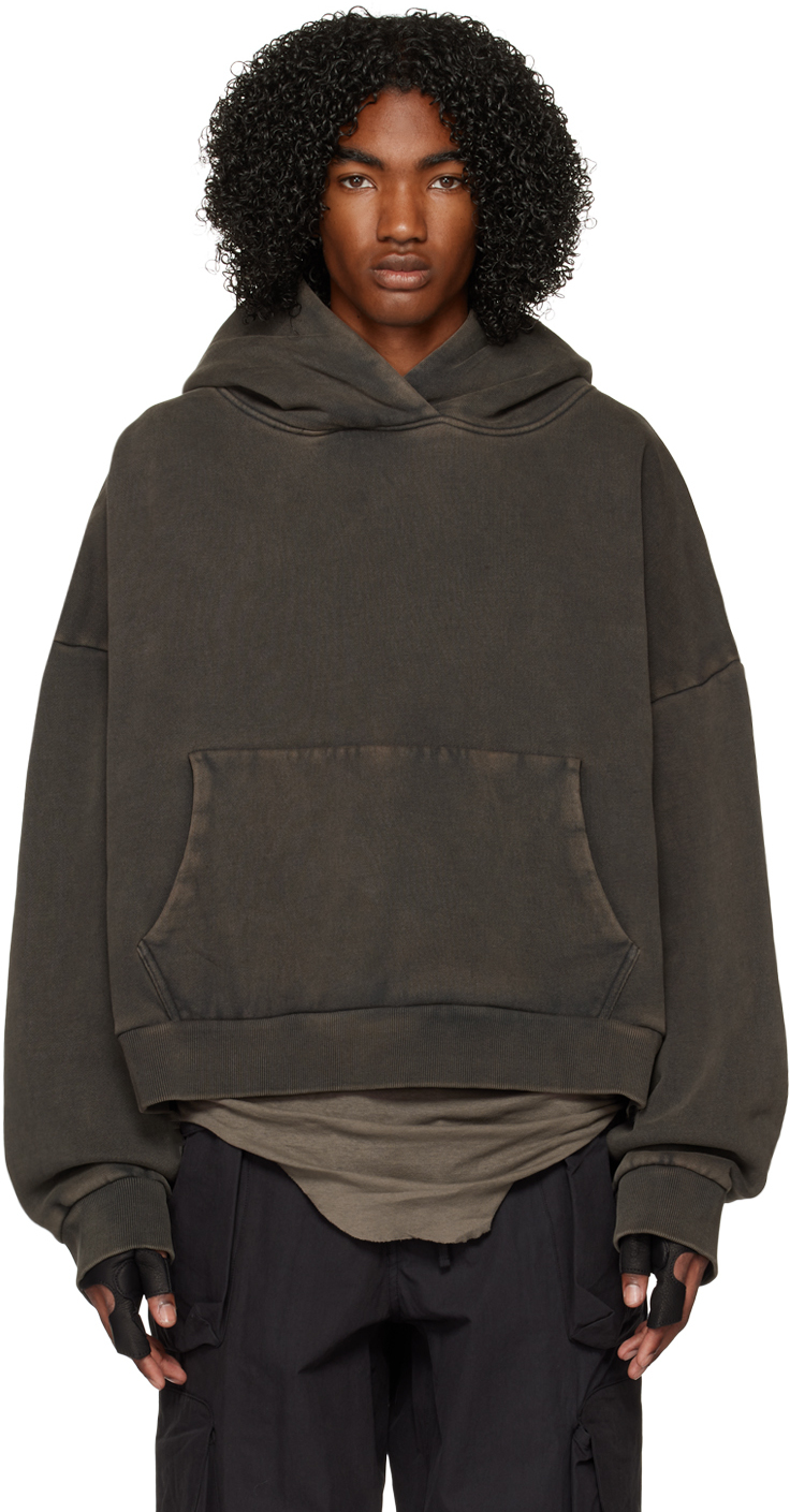 Entire Studios Black Heavy Hoodie In Washed Black | ModeSens