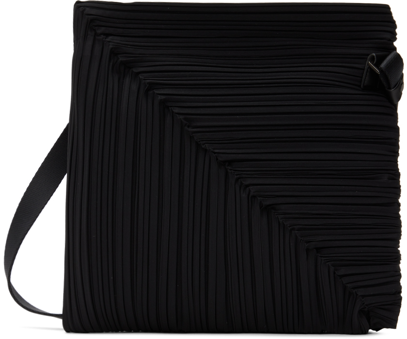 Black Leaf large technical-pleated cross-body bag, Pleats Please Issey  Miyake