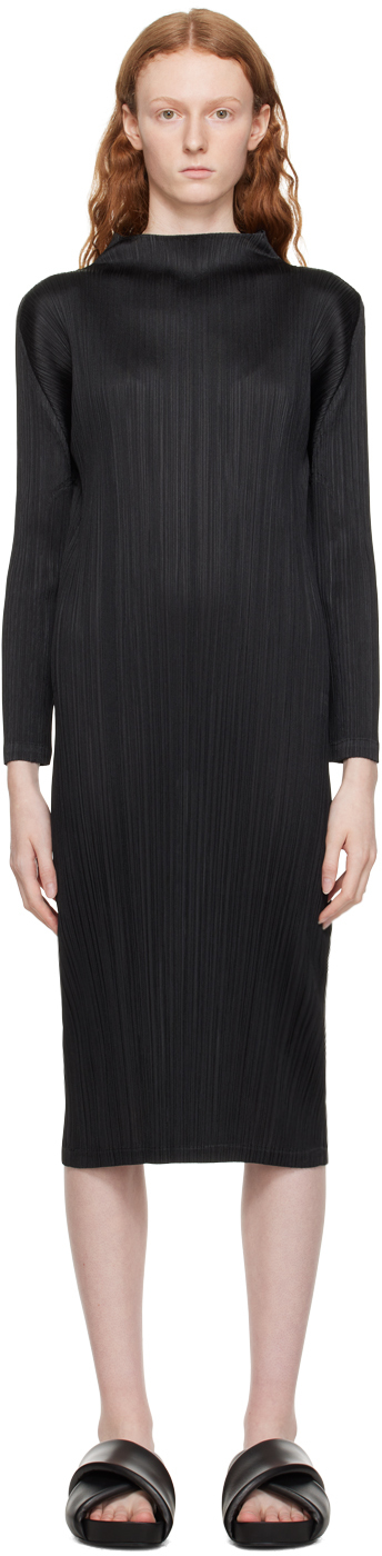 Black Monthly Colors January Midi Dress by Pleats Please Issey Miyake ...