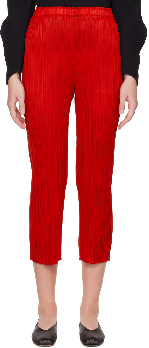 Pleats Please Issey Miyake Red New Colorful Basics Trousers