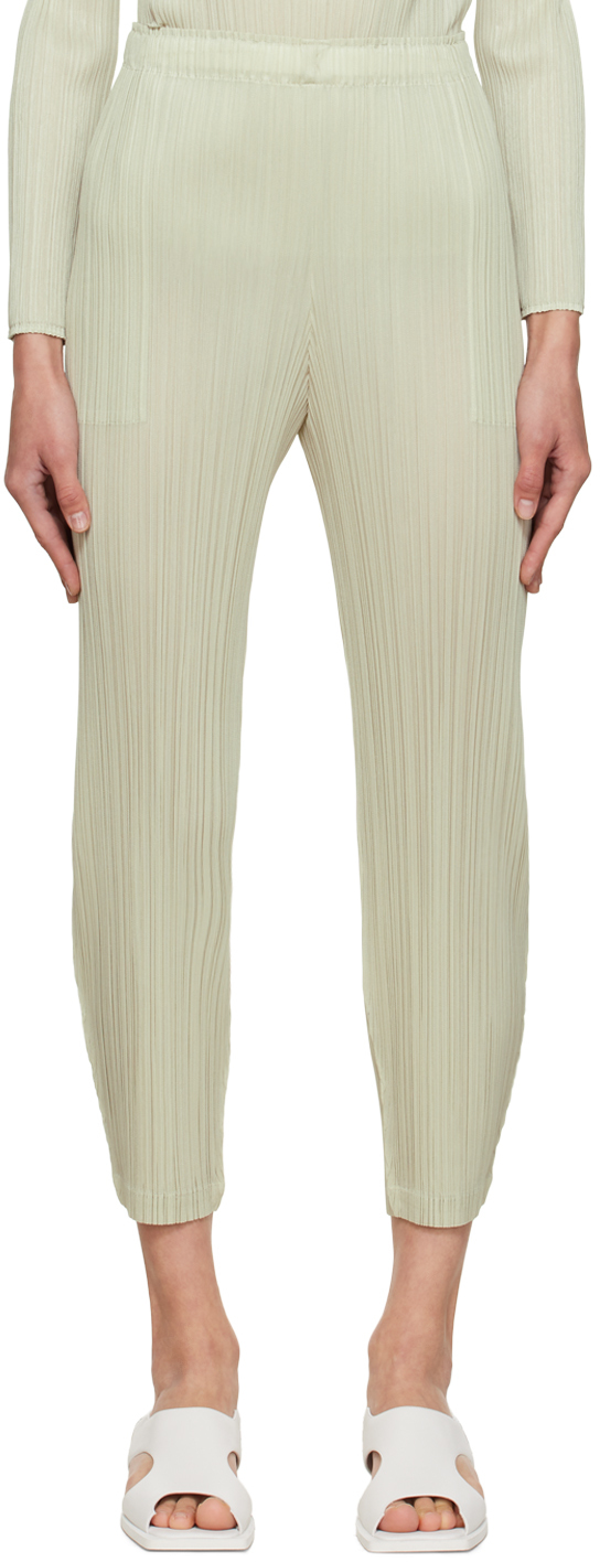 Beige Monthly Color October Trousers by Pleats Please Issey Miyake