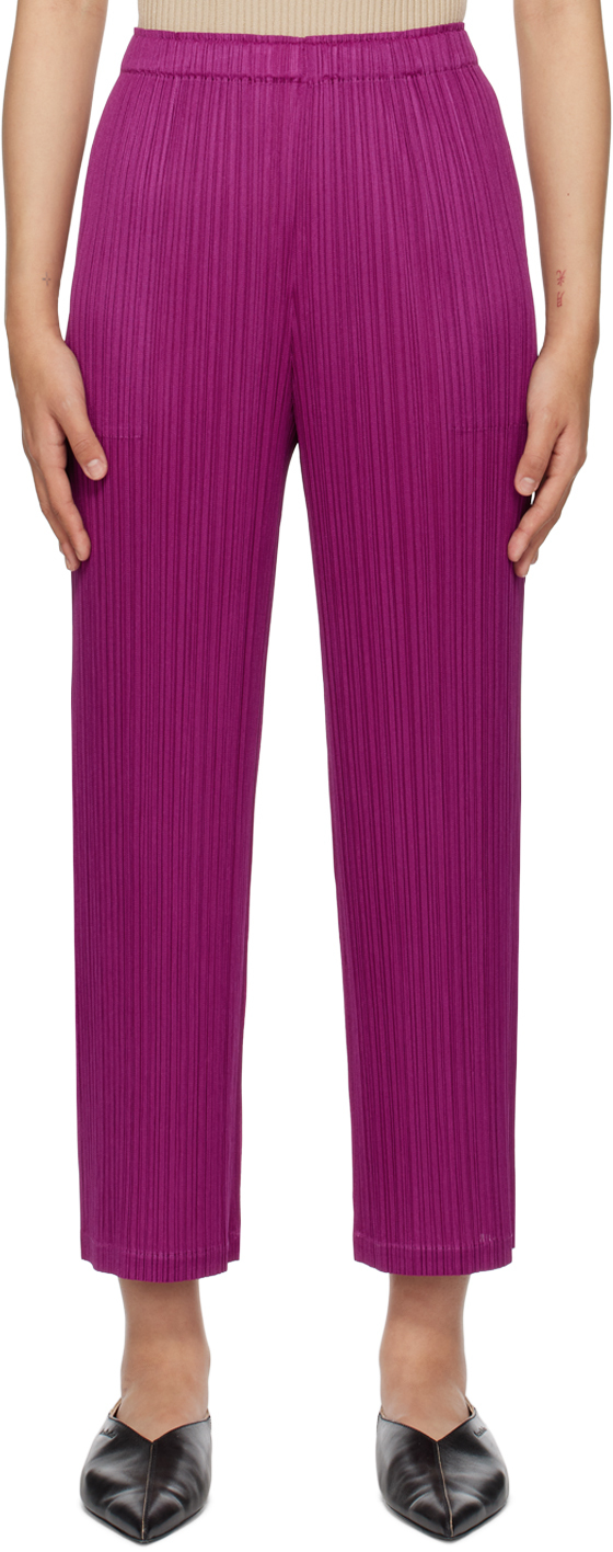 Pleats Please Issey Miyake: Purple Forward 2 Trousers | SSENSE