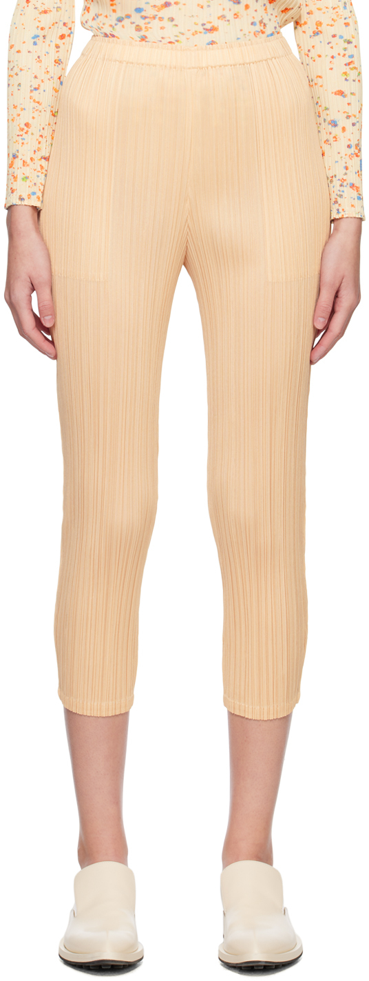 Pleats Please Issey Miyake Beige Monthly Colors November Trousers