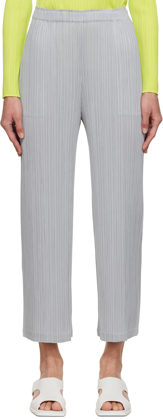 Pleats Please Issey Miyake: Gray Forward 1 Trousers | SSENSE Canada