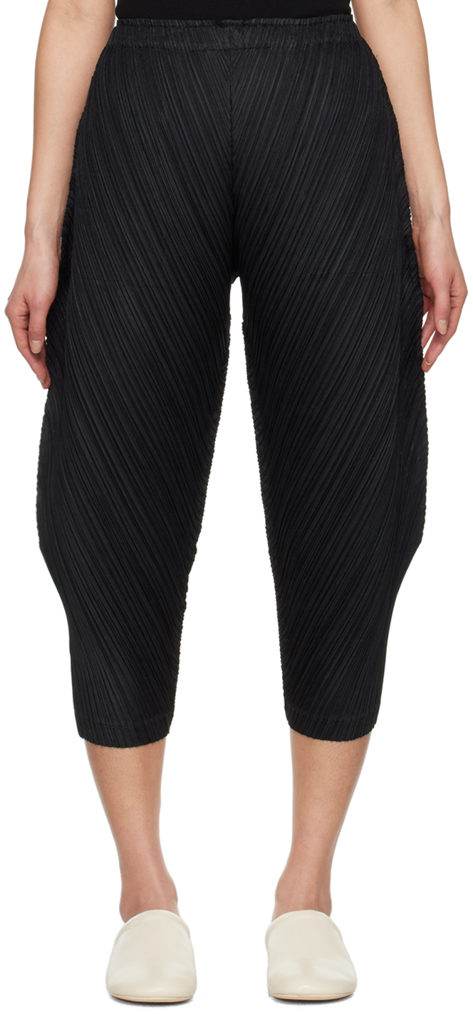 Black Thicker Bottoms 1 Trousers by Pleats Please Issey Miyake on Sale