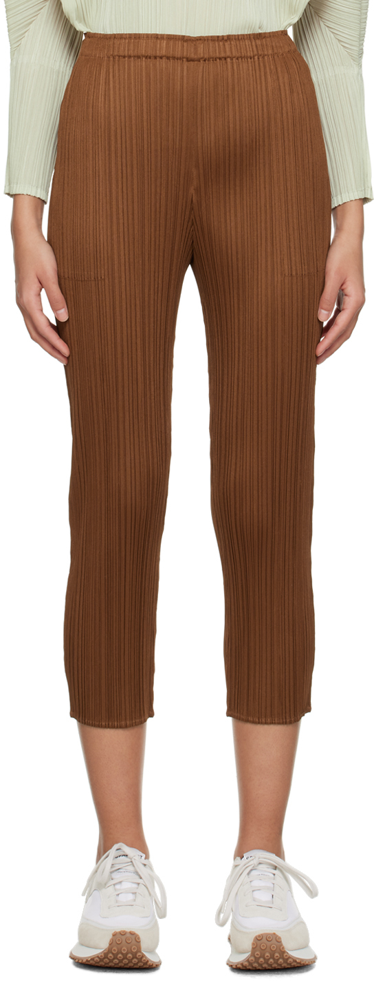 Brown Monthly Colors February Trousers by PLEATS PLEASE ISSEY MIYAKE on ...