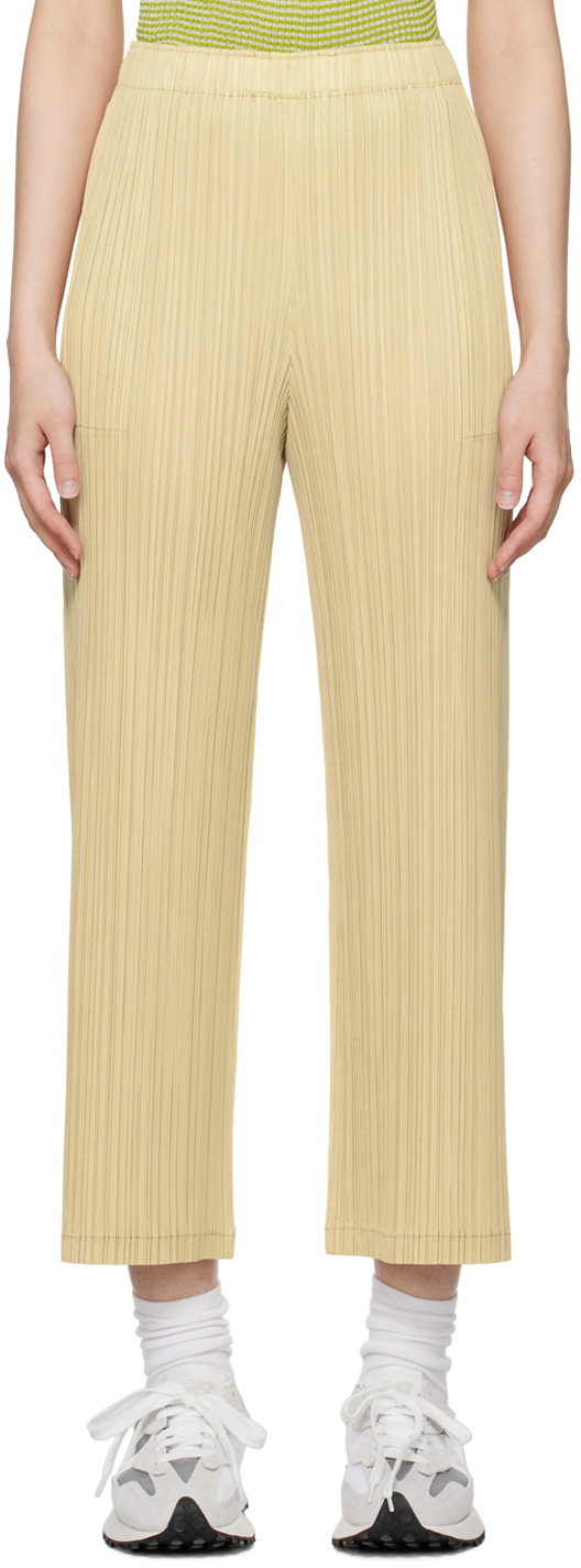 Pleats Please Issey Miyake: Yellow Thicker Bottoms 2 Trousers