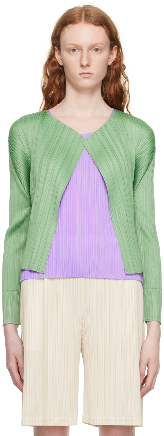 Pleats Please Issey Miyake: Green Monthly Colors February Cardigan