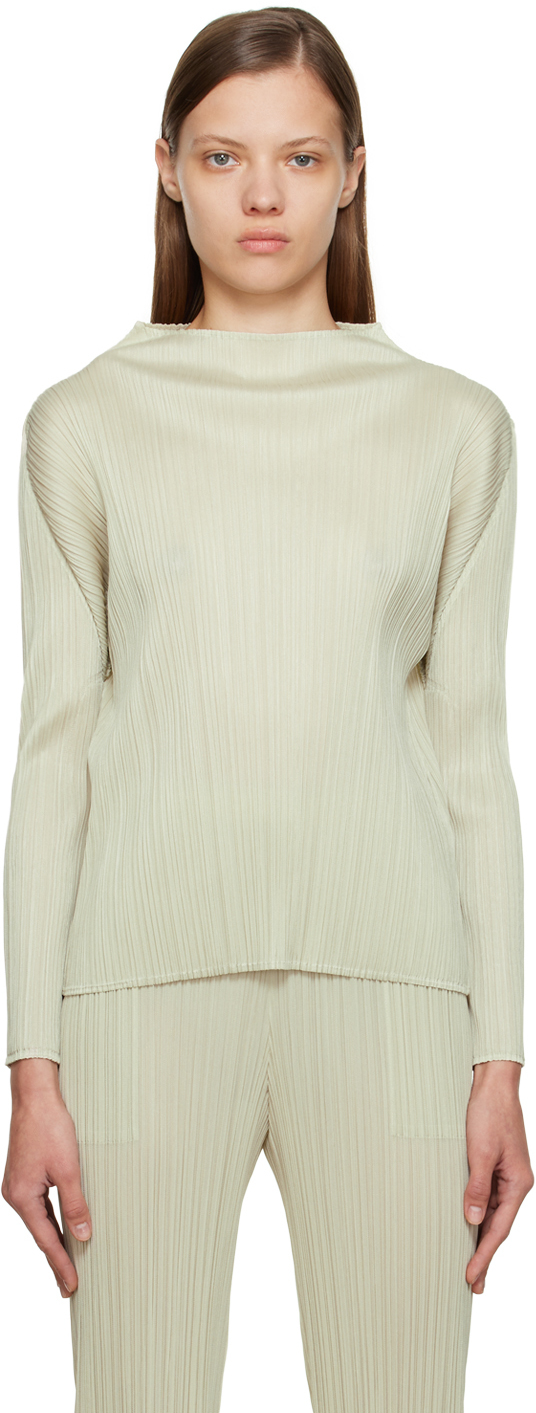 Pleats Please Issey Miyake Beige Monthly Colors October Sweater