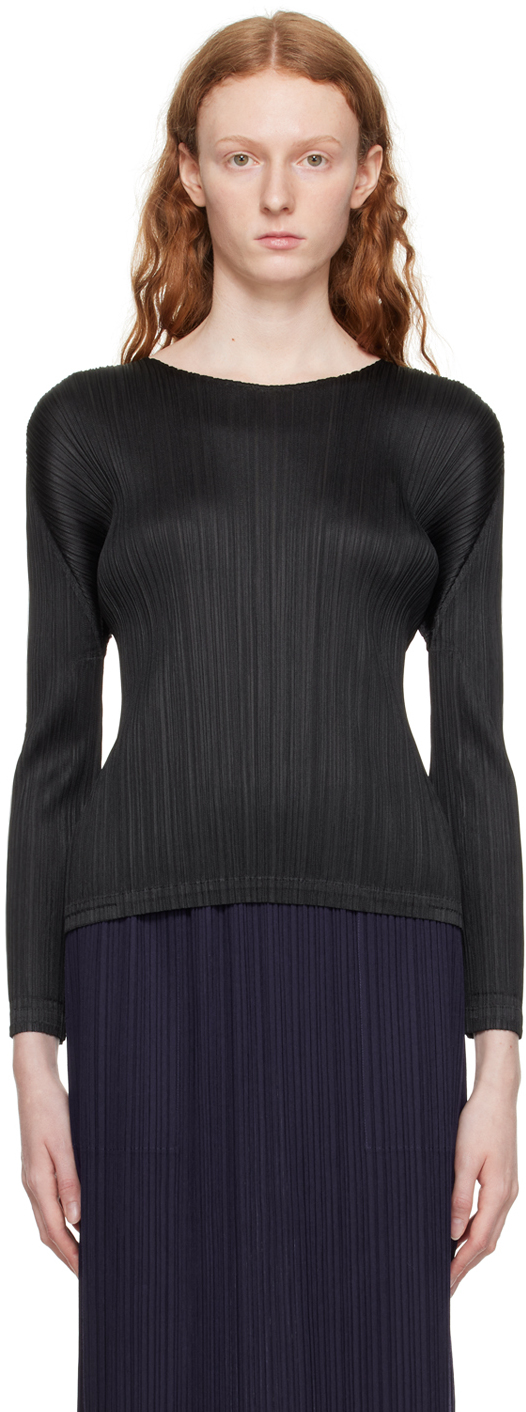 Pleats Please Issey Miyake: Black Monthly Colors January Long Sleeve T-Shirt