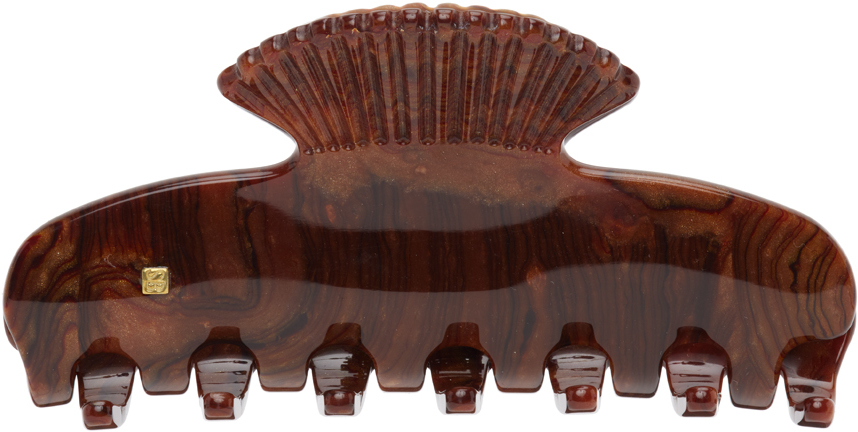 Sophie Buhai Tortoiseshell Small Fan Shell Claw Clip In Burl