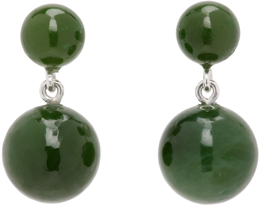 Sophie Buhai Everyday Boule Jade And Sterling-silver Earrings In Green