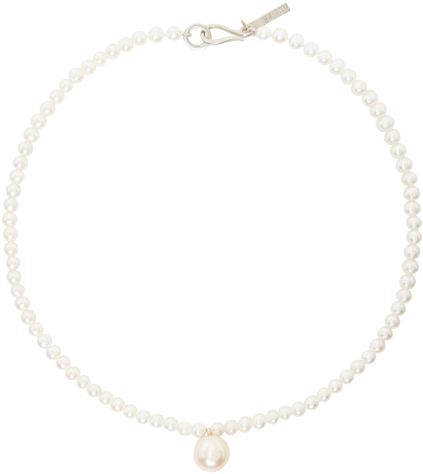 Sophie Buhai White Classique Pearl Drop Choker In Sterling Silver, Fre
