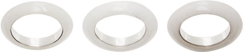 White Jade Clara Ring Set by Sophie Buhai on Sale