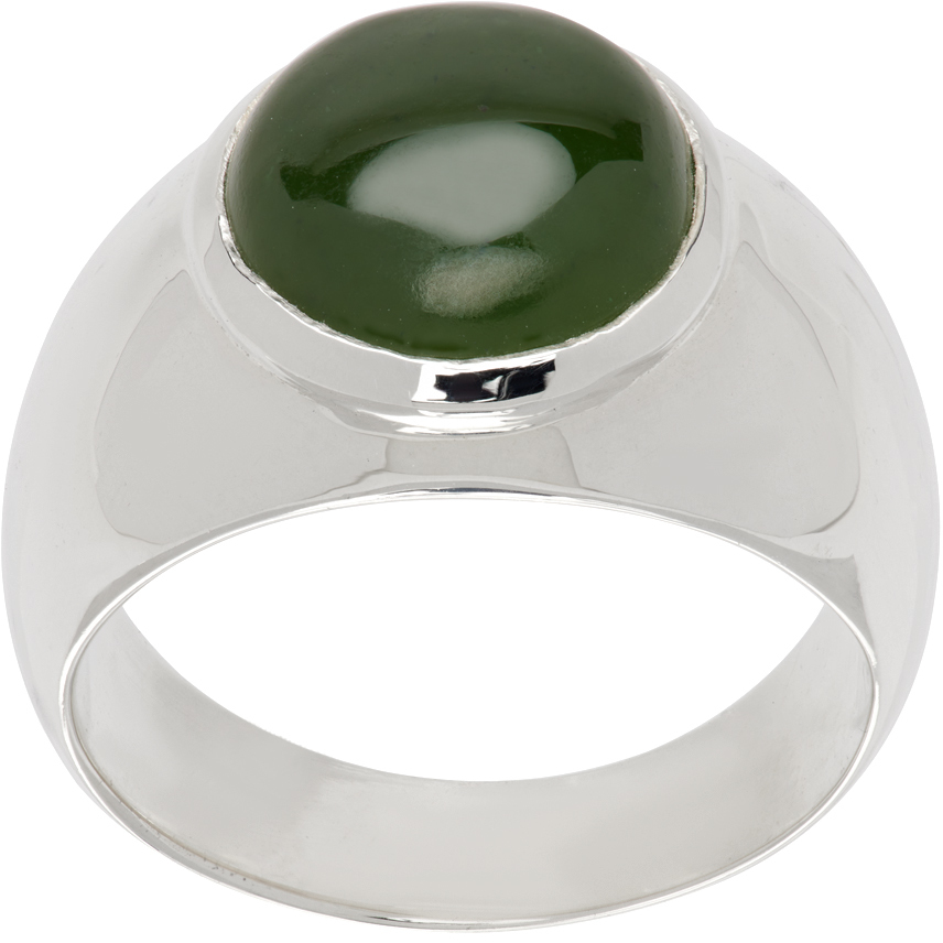 Sophie Buhai Silver Small Deren Ring In Sterling Silver, Jad