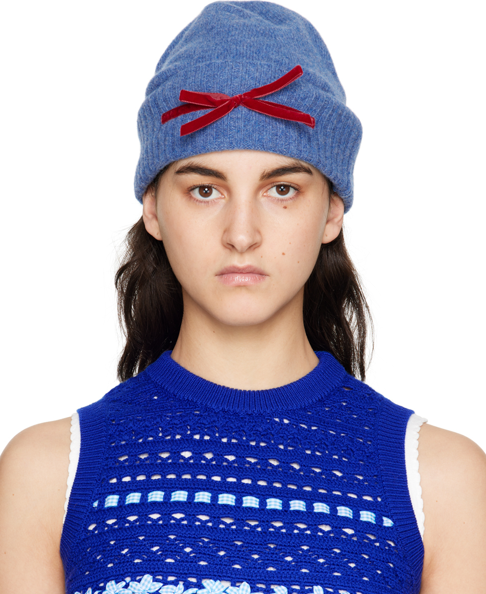 Molly Goddard Blue Jaz Beanie In Blue Red | ModeSens