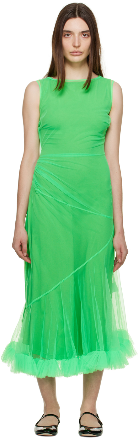 Molly Goddard: Green Jaz Midi Dress | SSENSE UK