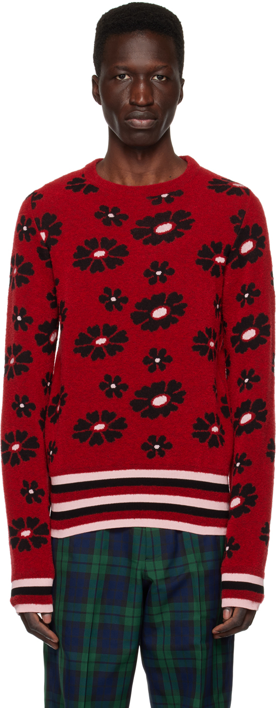 Molly Goddard Red Jacquard Sweater In Red_black_pink