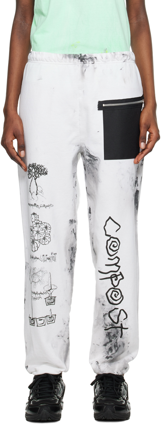 Westfall White Smudged Lounge Trousers In Dirty White